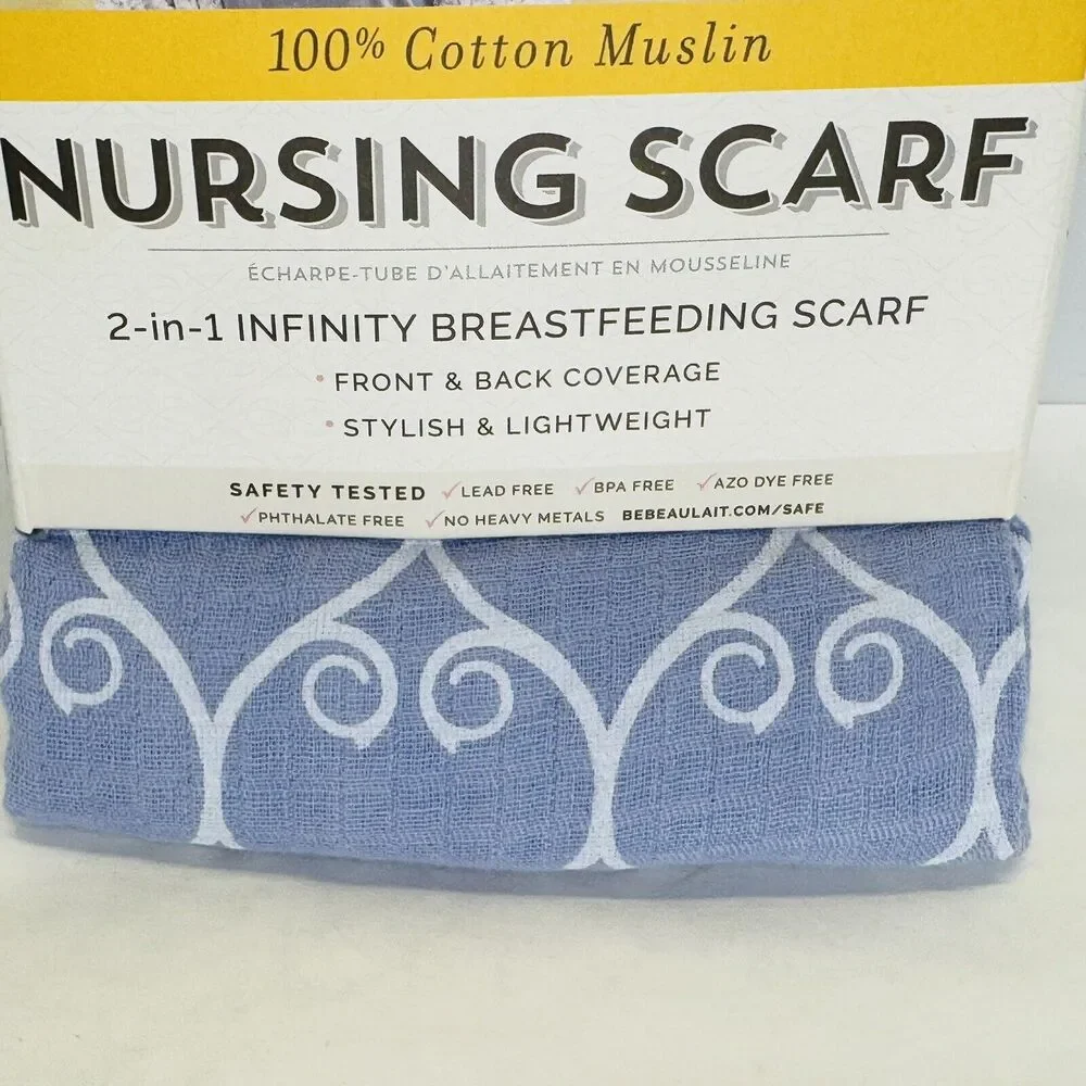 Bebe Au Lait Nursing Scarf 100% Cotton Muslin 2-in-1 Infinity‎ Breastfeeding NEW